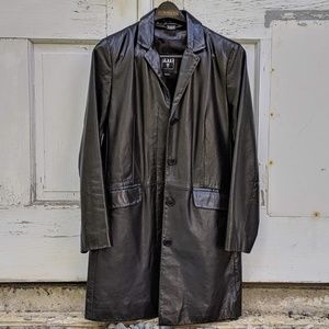 FRYE black genuine leather long jacket